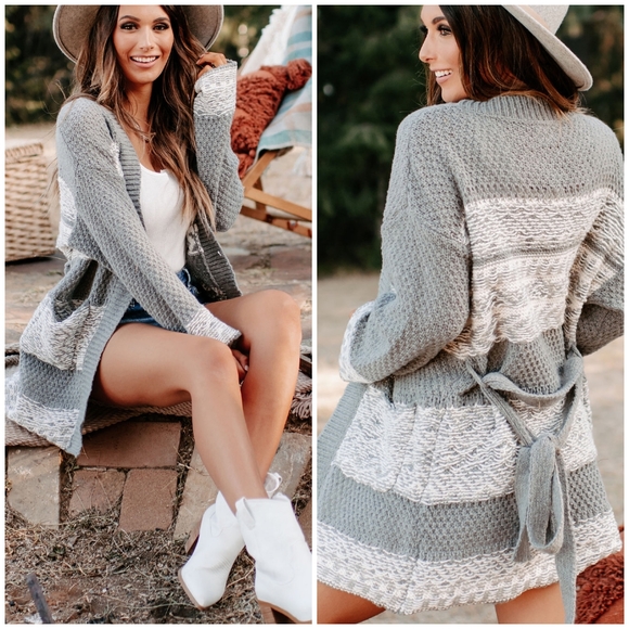 LOVERICHE Chic Gray Knitted Kimono Cardigan - Picture 5 of 9